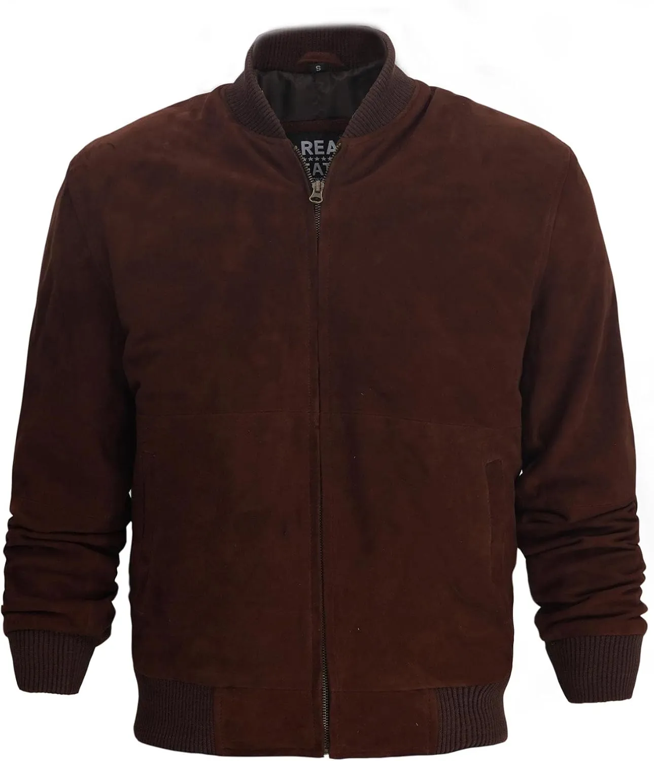 fjackets Real Suede Leather Bomber Jackets For Men - Baseball Leather Jacket Men