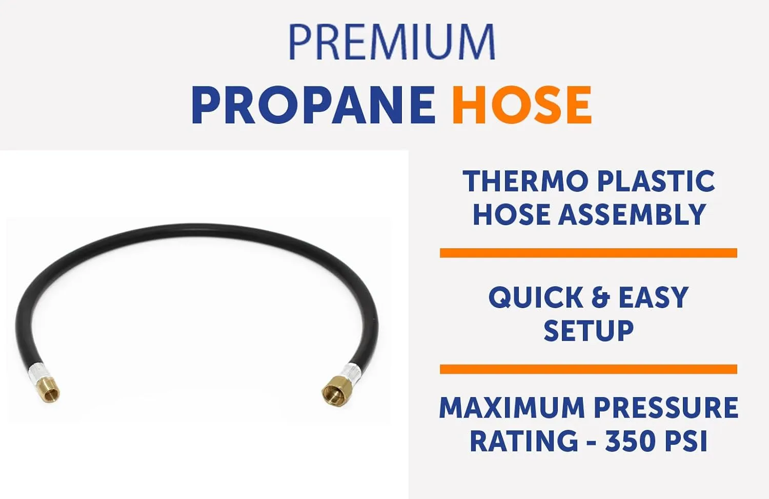 Flame King 40-inch Propane Thermo Plastic Hose Assembly, 3/8-inch ID, 3/8-inch MPT X 1/2-inch Female Flare, for RVs and Travel Trailers