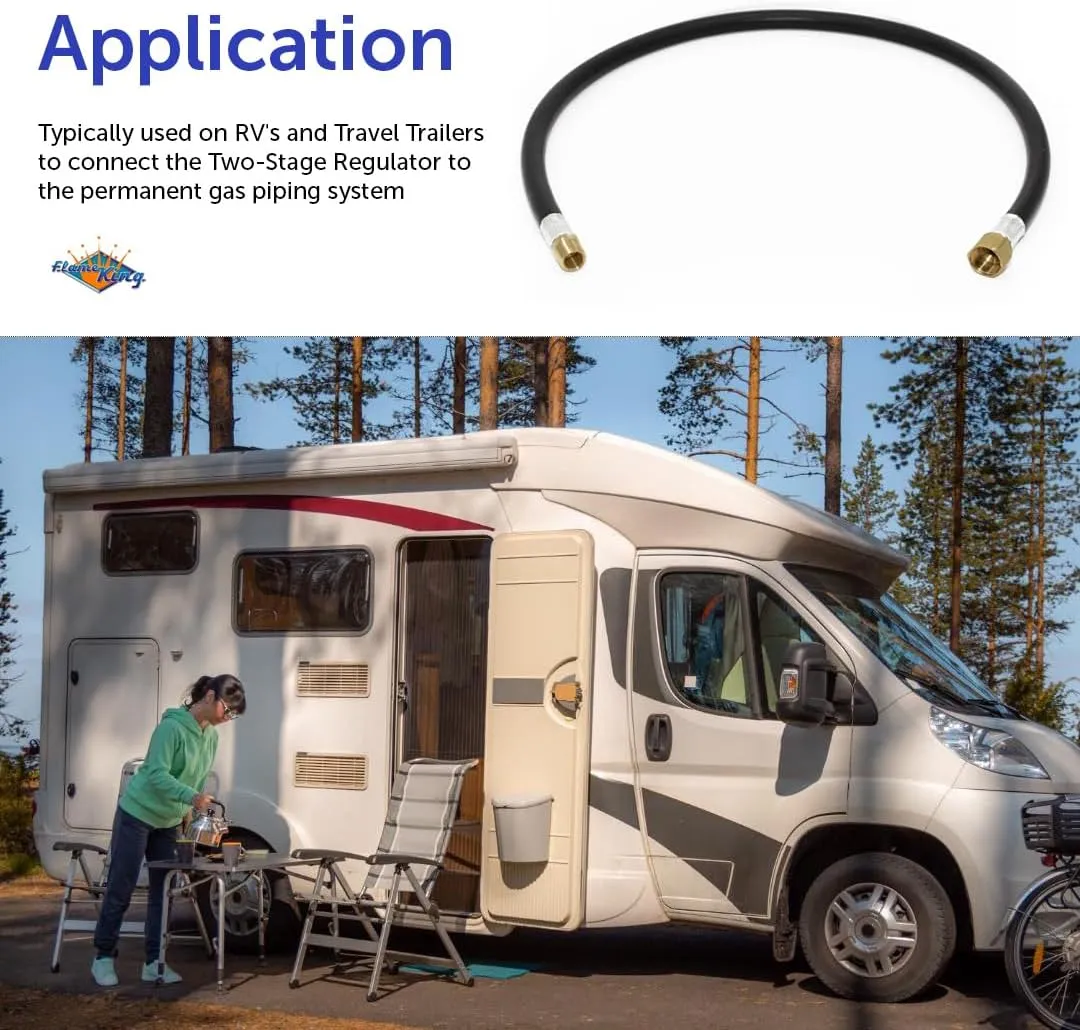 Flame King Propane Thermo Plastic Rubber Hose Assembly, 40-inch, 3/8-inch ID for RVs and Travel Trailers