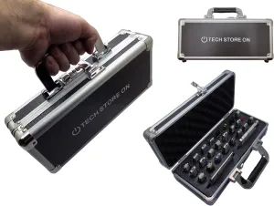 Flash USB Thumb Drive Holder Storage Organizer Case with Swivel Handle | Antistatic and Shockproof (aluminum, medium, holds 24 USB, 2 HDD slots)