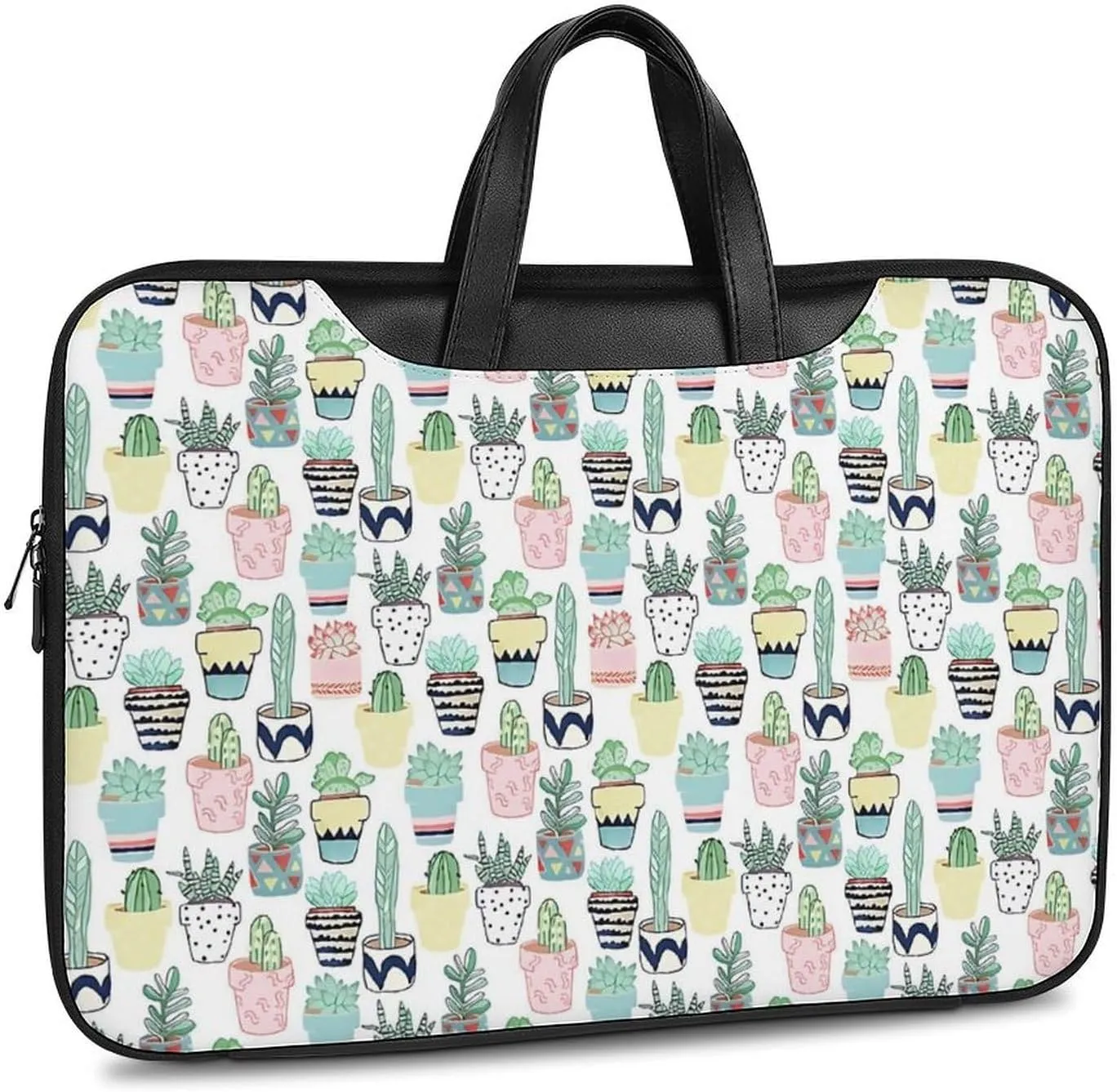 Floral Cherry Blossoms Leather Computer Bag with Multiple Sizes to Choose From, Convenient to Carry