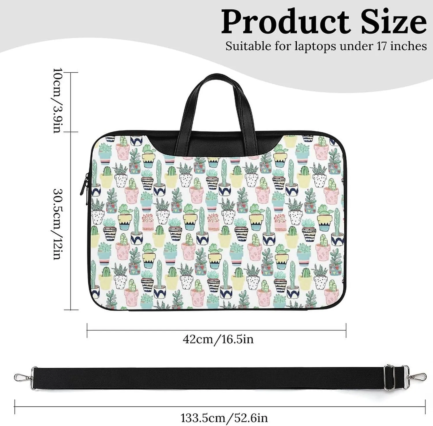 Floral Cherry Blossoms Leather Computer Bag with Multiple Sizes to Choose From, Convenient to Carry