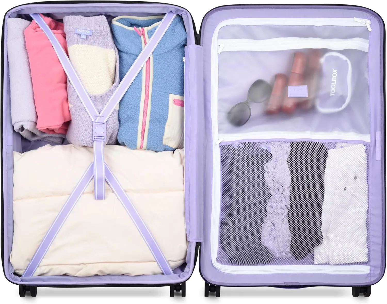 florence by mills Spin Me Away Hardside Expandable Luggage with Spinner Wheels, Lavender, Checked-Large 29 Inch