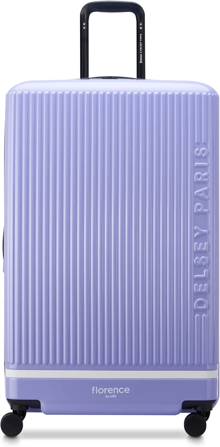 florence by mills Spin Me Away Hardside Expandable Luggage with Spinner Wheels, Lavender, Checked-Large 29 Inch