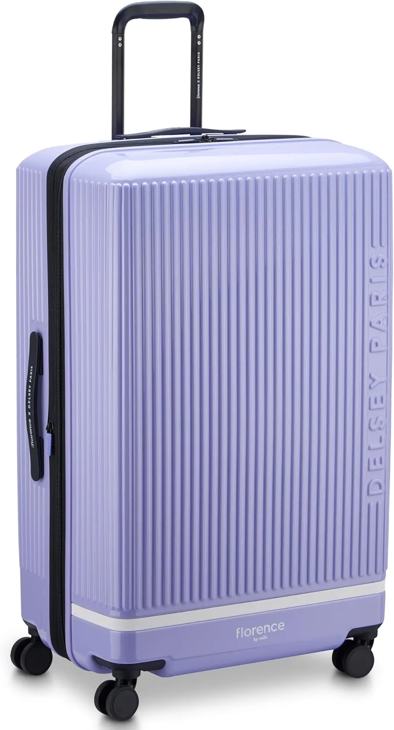 florence by mills Spin Me Away Hardside Expandable Luggage with Spinner Wheels, Lavender, Checked-Large 29 Inch