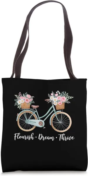 Flourish Dream Thrive Floral Bike Women's Cute Tote Bag