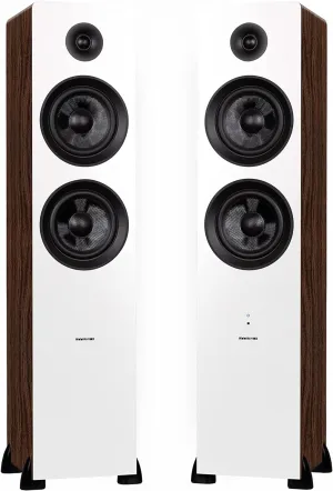 Fluance Ai81 Elite Powered 2-Way Floorstanding Tower Speakers, 150W Built-in Amplifier for 2.0 Stereo Music & Movie Listening, TV, Turntable, PC & Bluetooth - 2X RCA, Optical, Sub Out (White Walnut)