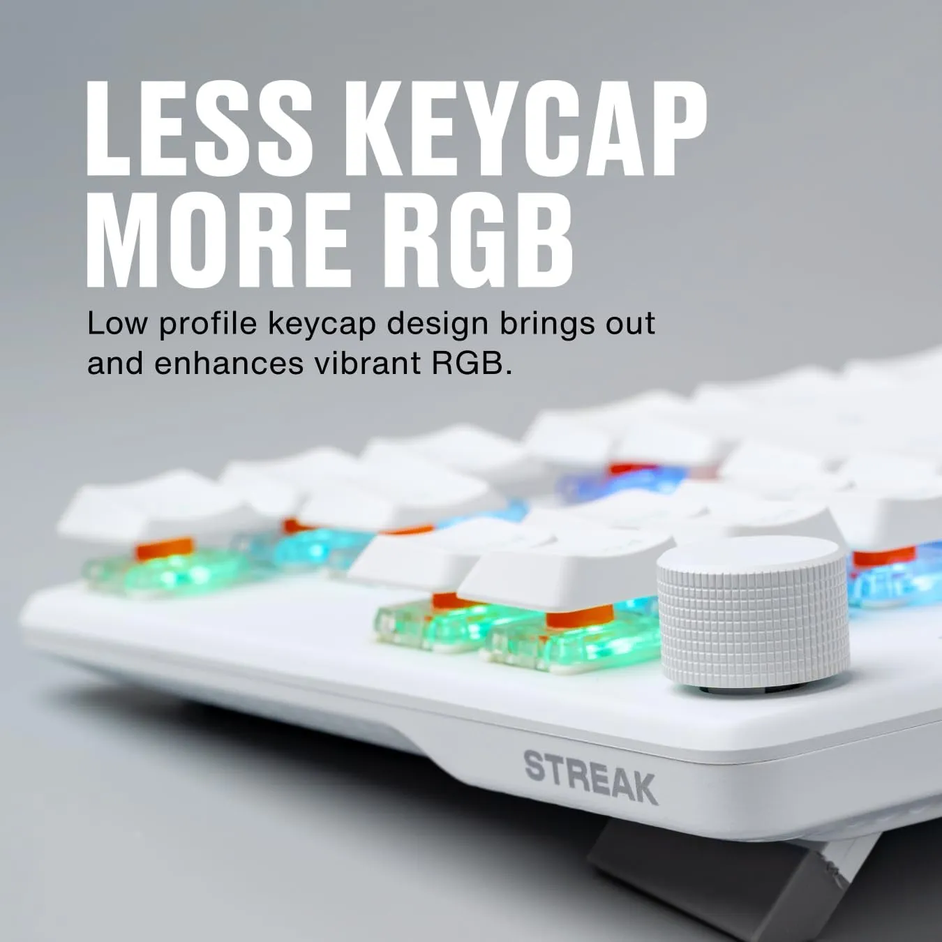Fnatic STREAK80 LP White TKL Mechanical Low Profile Pro Gaming Keyboard, Speed Switches with Short Key-Travel, LED RGB, PBT Keycaps, Silent PORON Foam, US ANSI Layout QWERTY