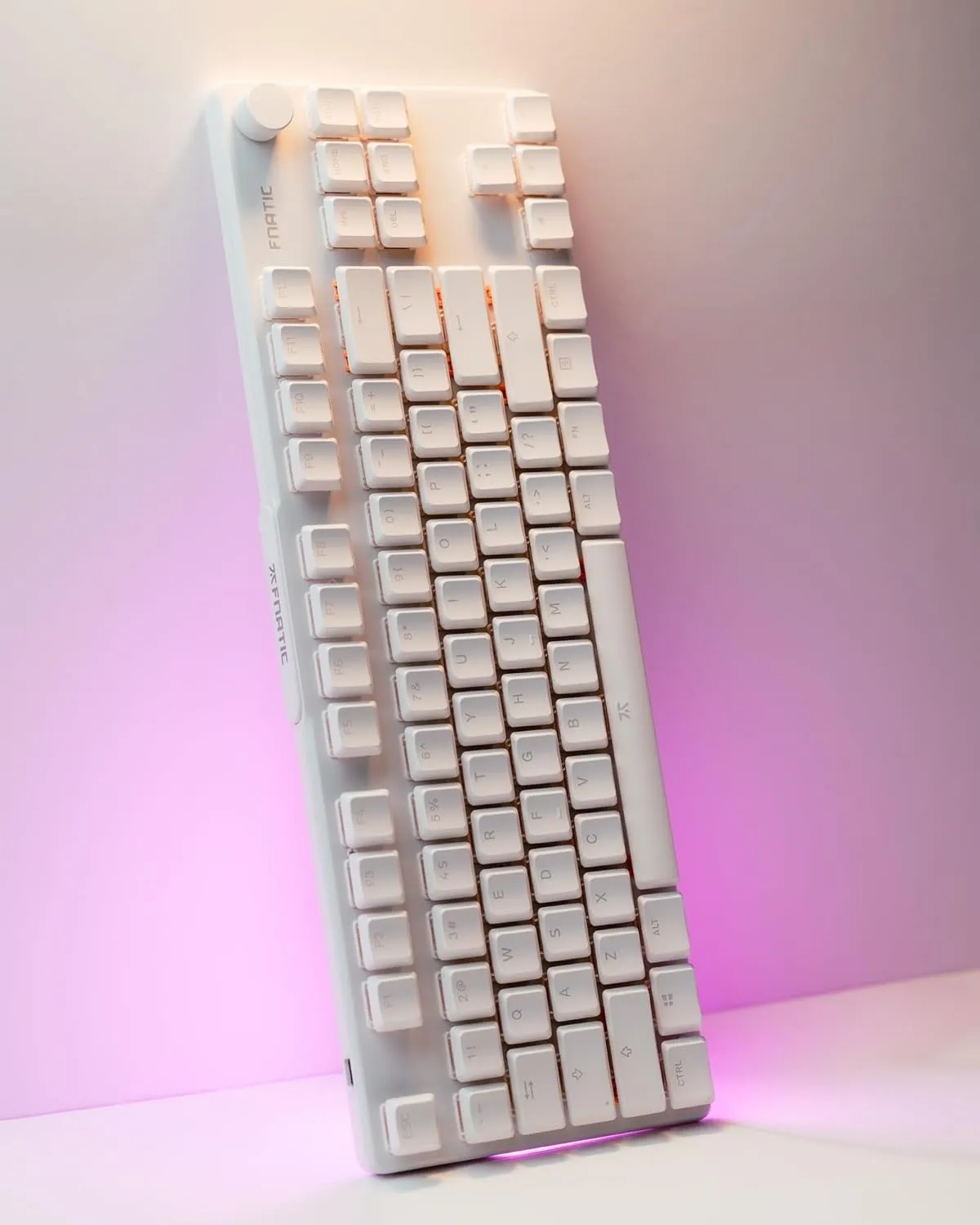 Fnatic STREAK80 LP White TKL Mechanical Low Profile Pro Gaming Keyboard, Speed Switches with Short Key-Travel, LED RGB, PBT Keycaps, Silent PORON Foam, US ANSI Layout QWERTY