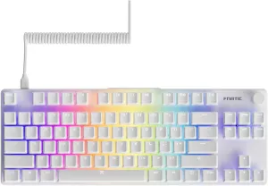 Fnatic STREAK80 LP White TKL Mechanical Low Profile Pro Gaming Keyboard, Speed Switches with Short Key-Travel, LED RGB, PBT Keycaps, Silent PORON Foam, US ANSI Layout QWERTY