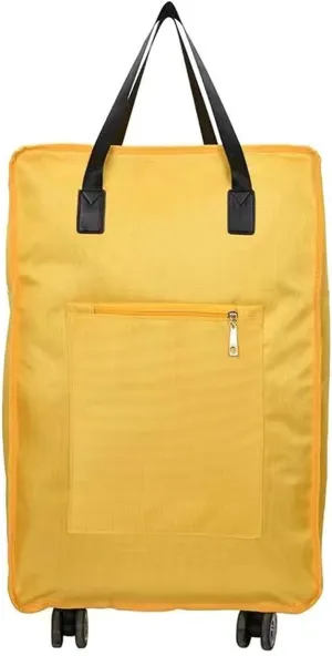 Foldable Duffel Bag with Wheels Rolling Duffle Bag Luggage Bag Carry on Bag Lightweight Suitcases, Yellow