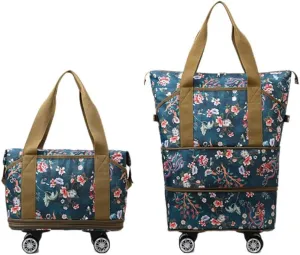 Foldable Rolling Travel Bag Expandable Duffle Bag Weekender Travel Bag with Detachable Wheels for Women and Men