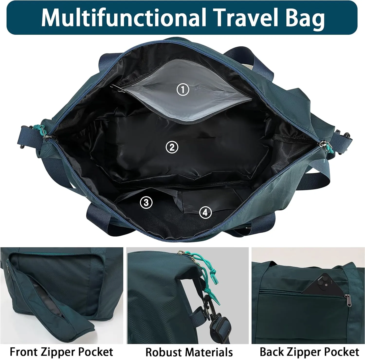 Foldable Travel Duffel Bag Expandable collapsible Luggage Large Capacity Lightweight Oxford Fabric Waterproof Men and Women