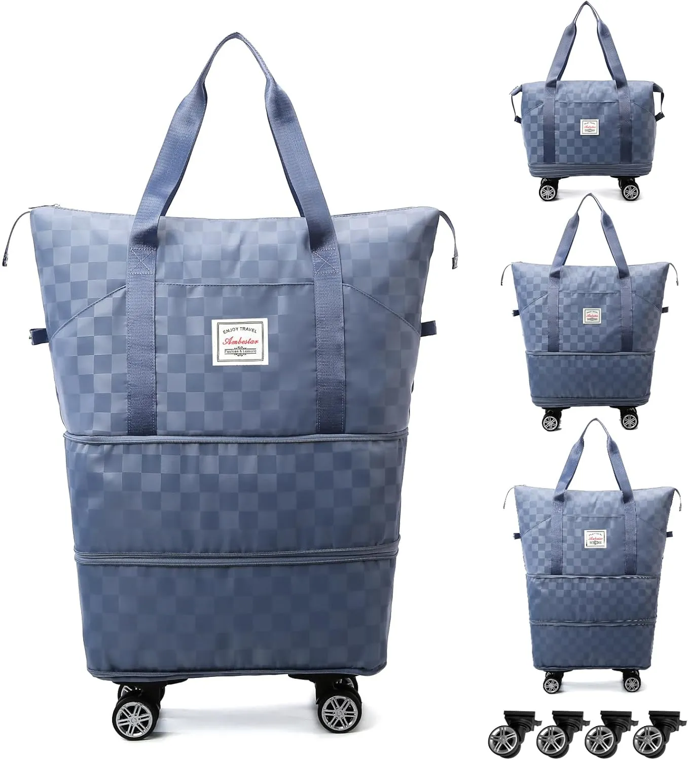 Foldable Travel Duffel Bag, Expandable Duffle Bag with Wheels, Lightweight Luggage Bags for Travel Carry on, Women Large Expandable Foldable Travel Bags Organizer for Luggage