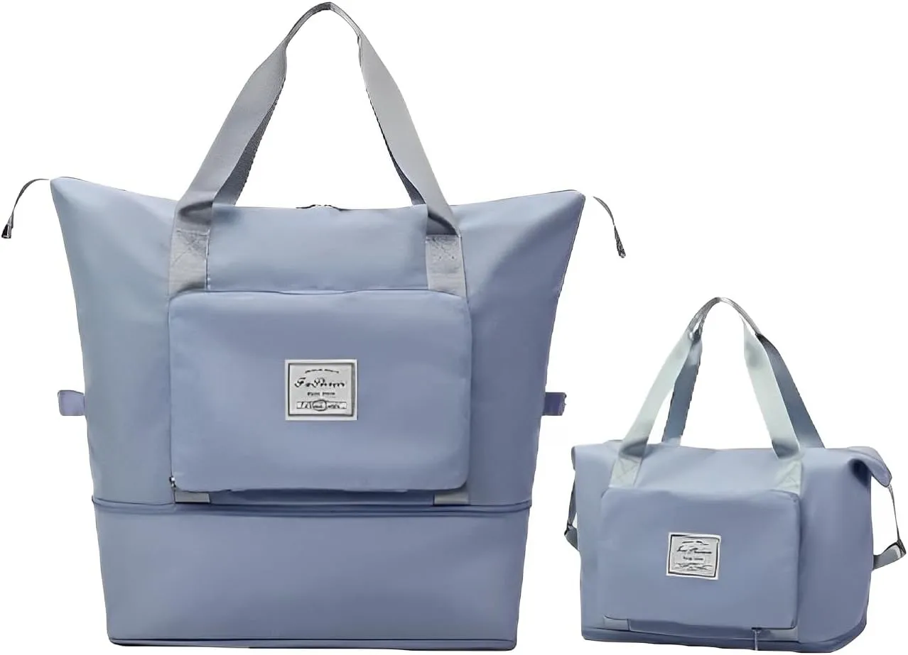 Folding Travel Bag，Travel Tote，Foldables Bag，Foldables Travel Bag Expandable，Travel Bags for Women Carry On，Foldables Luggage Bag (blue)