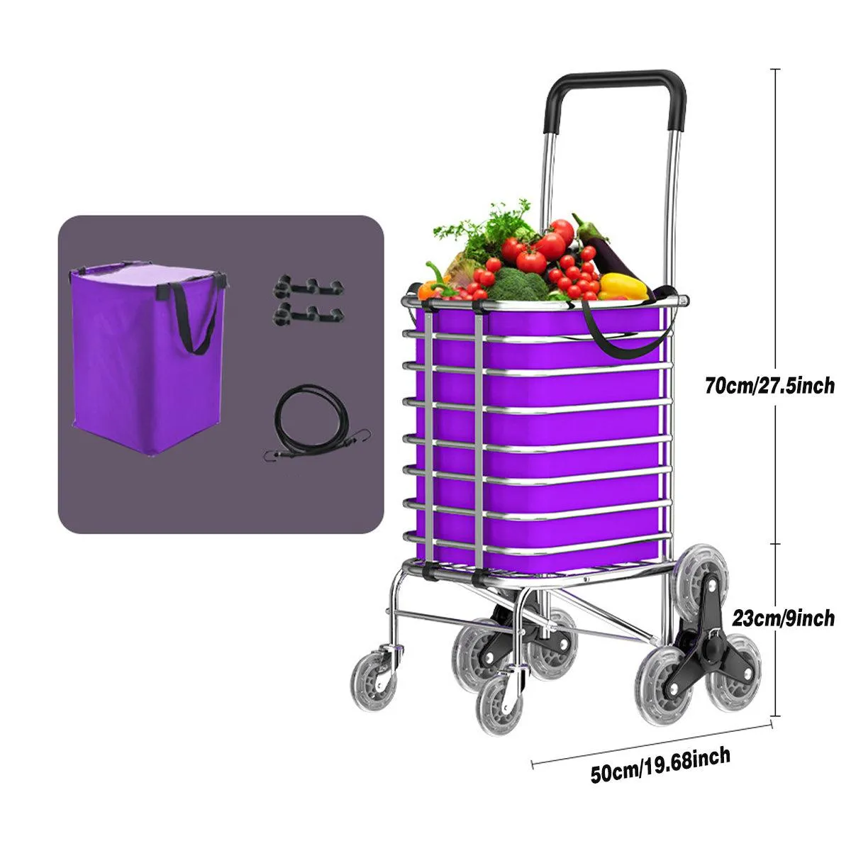 Folding Vegetable Basket Trolley Small Trailer Grocery Shopping Pulling Cart