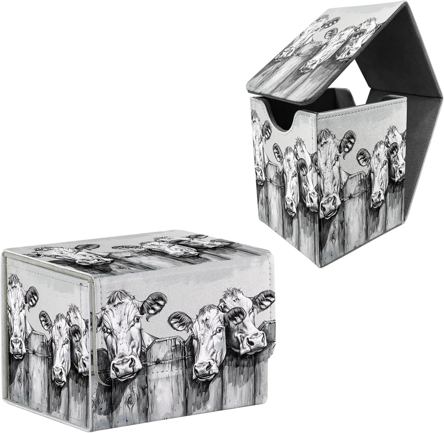 for MTG Card Storage Solution, for MTG Card Box and Commander Decks, High Capacity Anime Card Sleeves for Mtg Deck Box Set of 2, Cow Painting