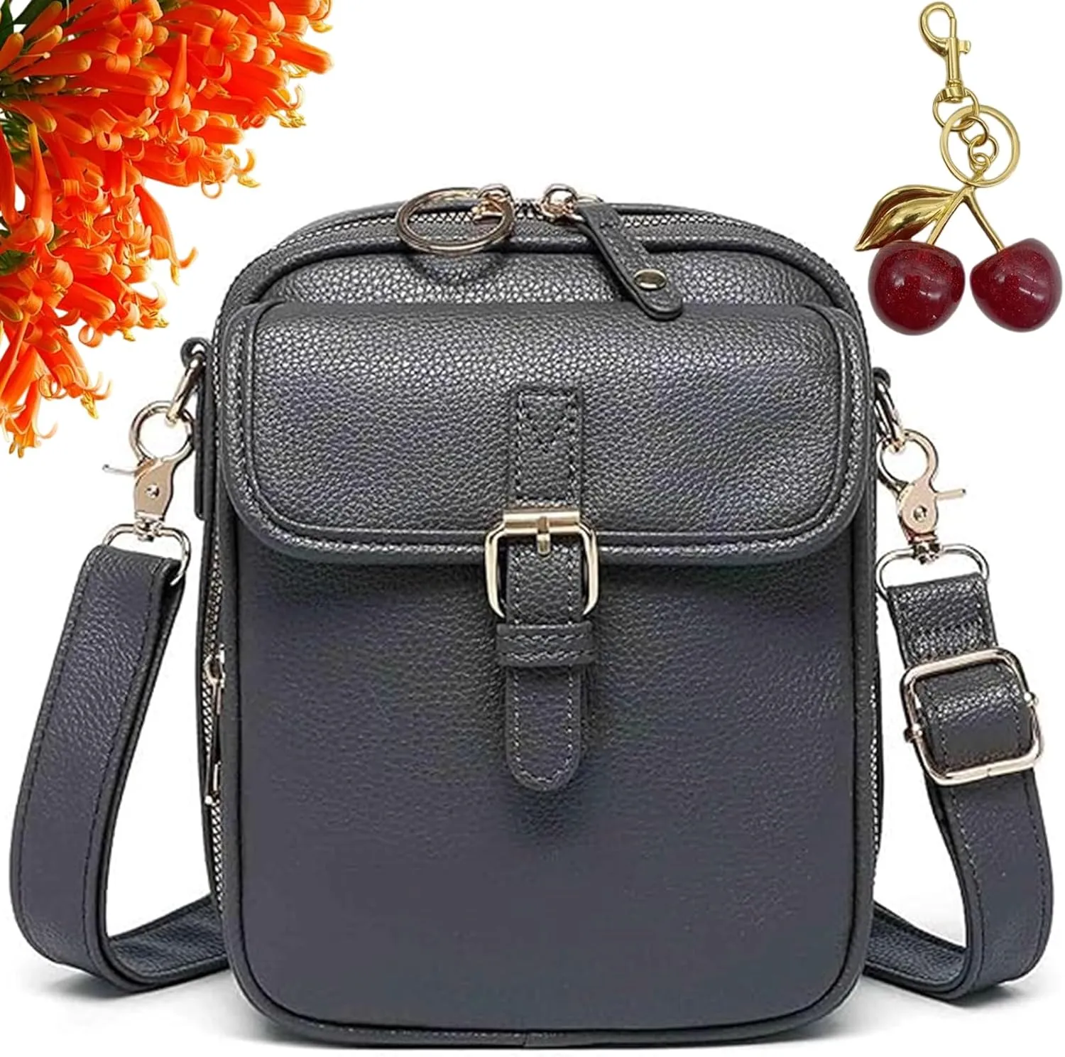 Forcipower Crossbody Bag, 2025 New Leather Crossbody Purse, Urvashi Adjustable Shoulder Strap with Built in Wallet