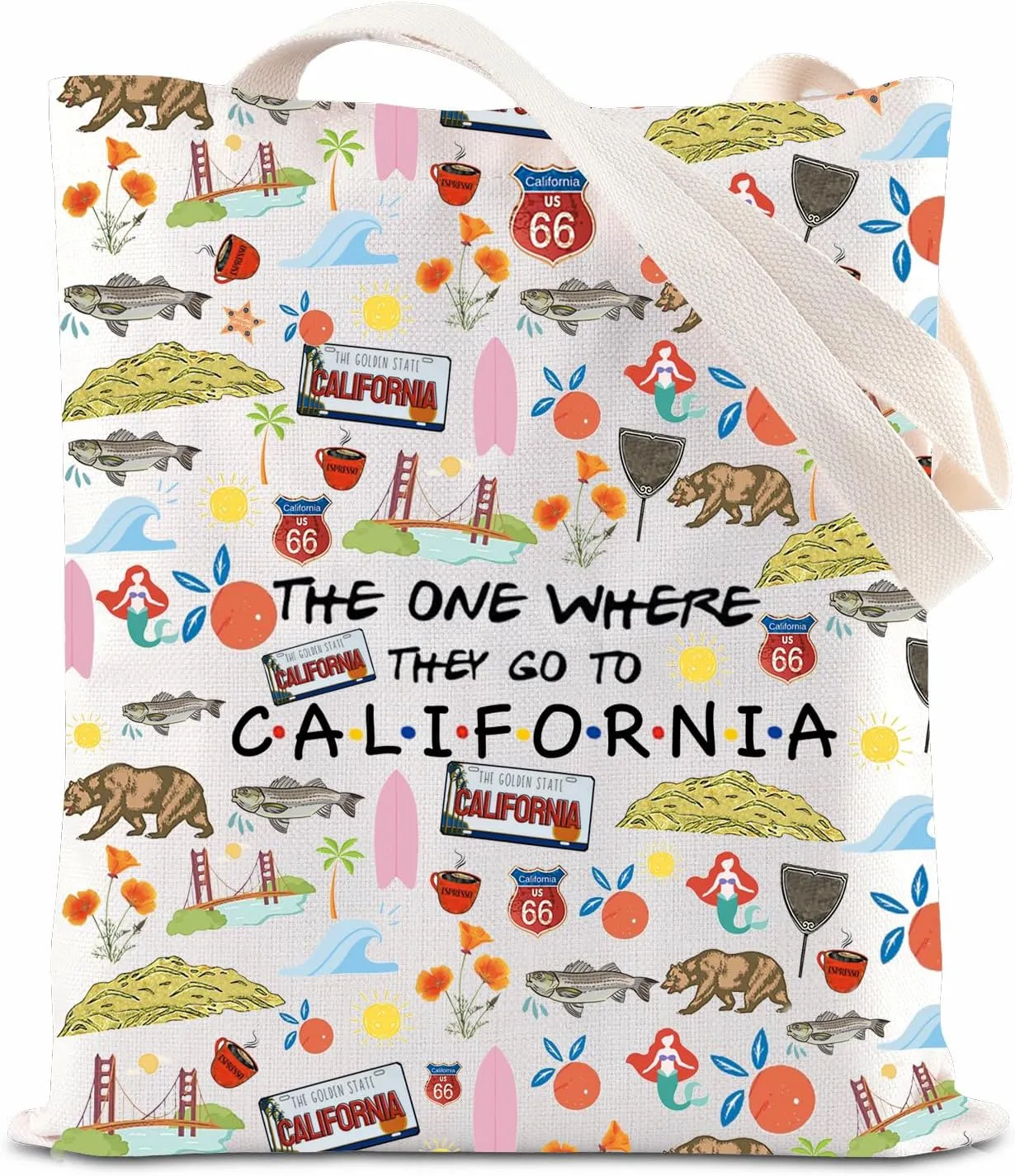 FOTAP California Trip Makeup Bag - State Souvenir Travel Bag & Housewarming Gift - Tote