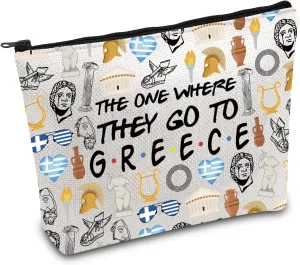 FOTAP Greece Trip Makeup Bag Europe Travel Gift Greece Souvenir Gift Greece Travel Bag Housewarming Gift Welcome Gift (Greece)