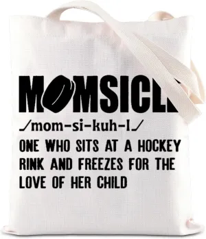 FOTAP Hockey Mom Survival Kit Momsicle Makeup Bag Momsicle Definition Cosmetic Bag Mother's Day Gift For Hockey Lover (MOMSICLE tote)