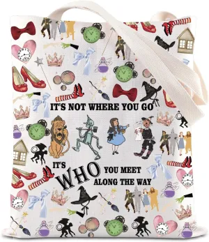 FOTAP Movie Inspire Merch Tote Bag Tinman & Scarecrow & Lion Fans Gift Movie Theme Inspirational Quote Handbag