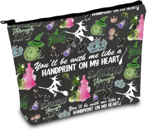 FOTAP Witches Musical Gift Theatre Nerd Gift Musical Theater Fan Gift Elphaba and Galinda Makeup Bag (w-dancing blk 2)