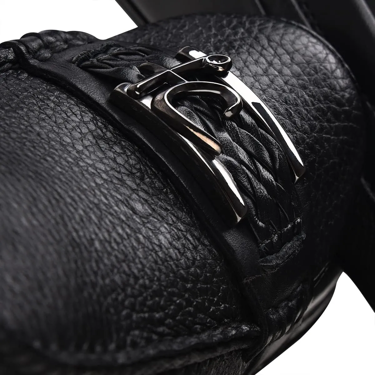 FRANCO CUADRA Men's Driver in Genuine Ostrich Leather 40VVNTS Black