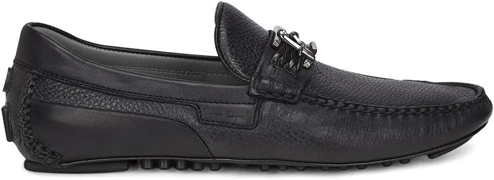 FRANCO CUADRA Men's Driver in Genuine Ostrich Leather 40VVNTS Black