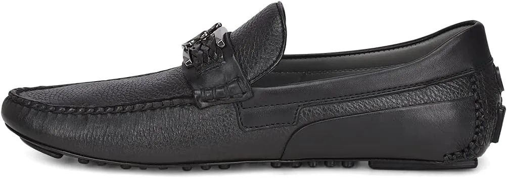 FRANCO CUADRA Men's Driver in Genuine Ostrich Leather 40VVNTS Black
