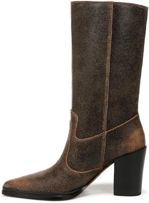 Franco Sarto Womens Jaxon Mid Calf Heeled Boot