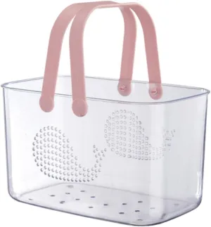 FRCOLOR Bathroom Tote Portable Shower Basket Plastic Storage Basket with Handle Toiletry Organizer Bin Box Lotion Shampoo Tote for Bathroom College Dorm Cabinet Shower Tote