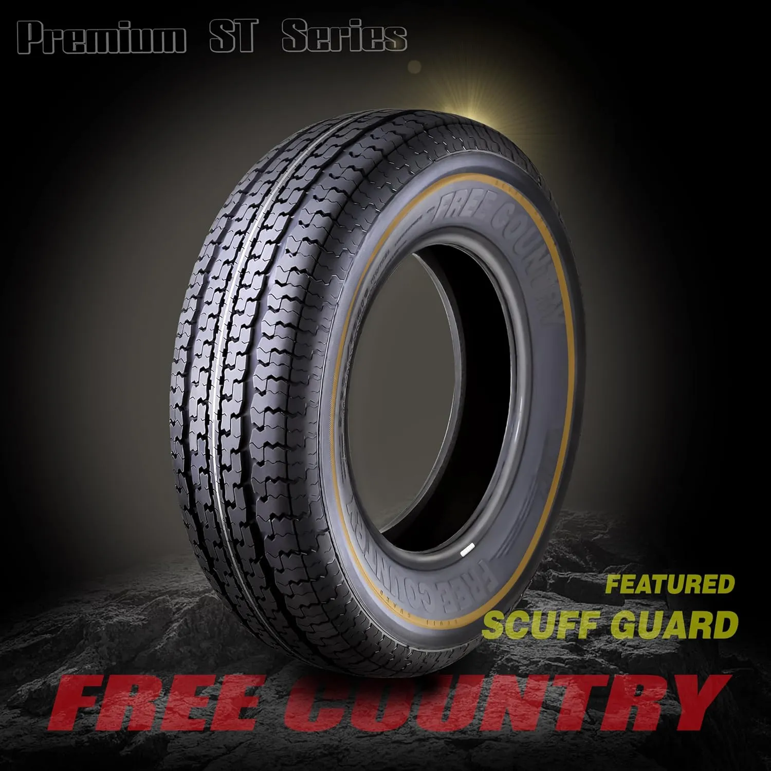 Free Country GRAND RIDE Set 2 ST205/75R15 Premium Trailer Tires 205 75 15 8-Ply Load Range D w/Scuff Guard 8mm Tread Depth