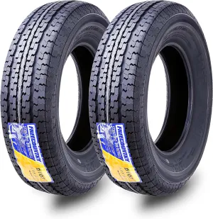 Free Country GRAND RIDE Set 2 ST205/75R15 Premium Trailer Tires 205 75 15 8-Ply Load Range D w/Scuff Guard 8mm Tread Depth
