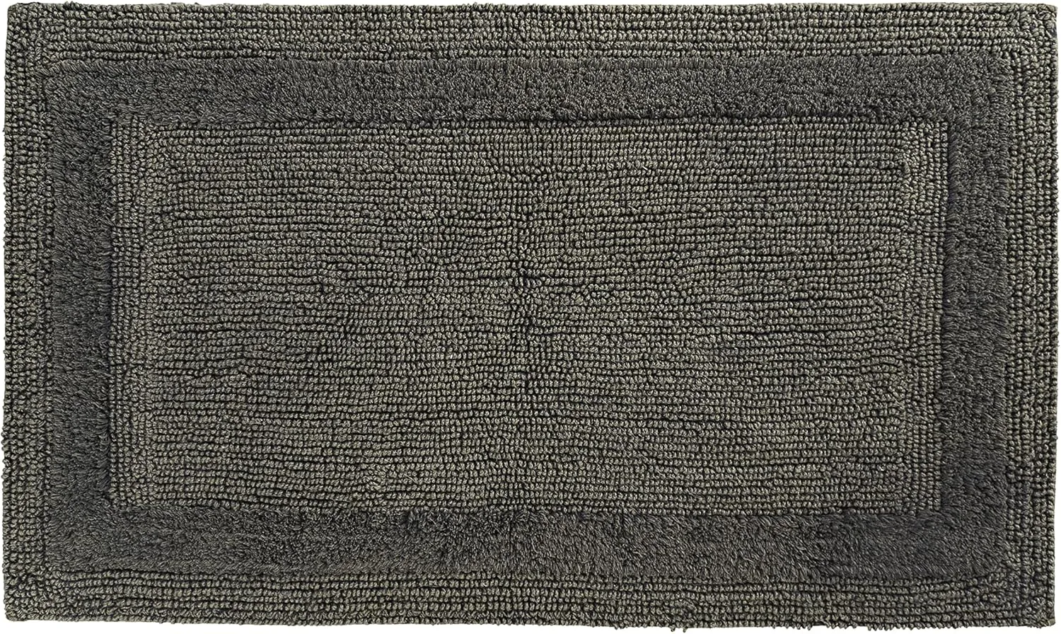 French Connection Stonewash Bath Rug Cotton Blend, Premium Bathroom Décor, Machine Washable, 20"x34", Black