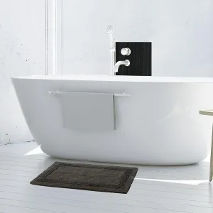 French Connection Stonewash Bath Rug Cotton Blend, Premium Bathroom Décor, Machine Washable, 20"x34", Black