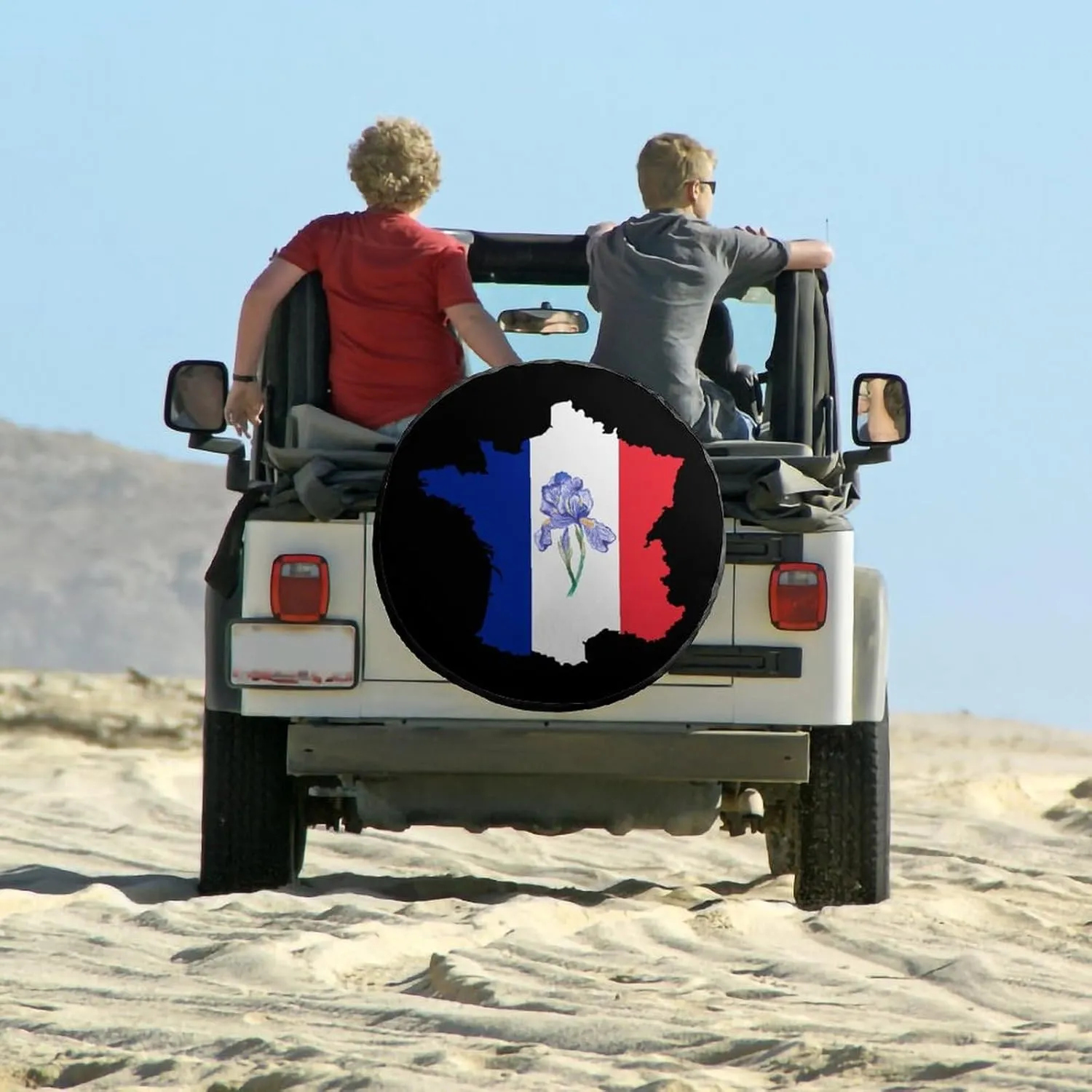 French Map Iris Odorifera French Flag Portable Spare Tire Cover Sun Rain Snow Wheel Protector Case Universal Car Accessories 28inch