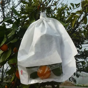 Fruit Protection Bags 50pcs Window White Protection Cover Bags 12.4X13.9inch, Fruit Bags for Fruit Trees, Orchard, Trees, Frost, Plants (12.4x13.9)