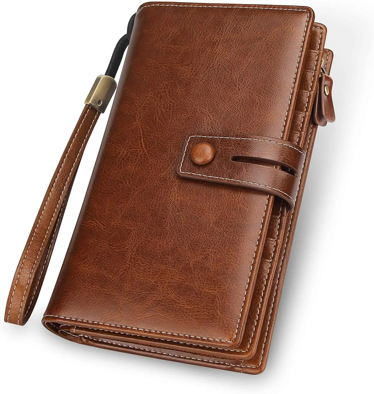 FT FUNTOR Women's Big Fat RFID Blocking Wallet Leather Zip Around Clutch Large Phone Organizer Wristlet
