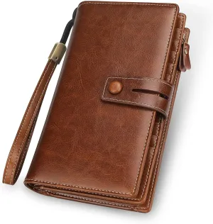 FT FUNTOR Women's Big Fat RFID Blocking Wallet Leather Zip Around Clutch Large Phone Organizer Wristlet