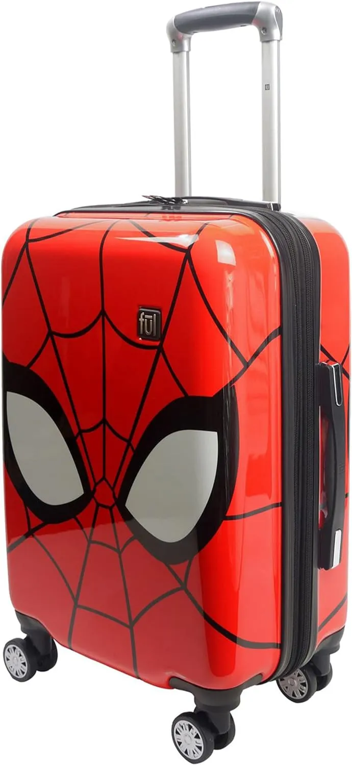 ful Marvel Spider-Man 22 Inch Carry On Luggage, Mask Design Hardshell Rolling Suitcase with Wheels, Red