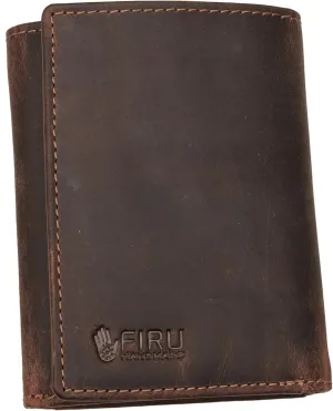 Full Grain Buffalo Leather Slim Trifold Wallet for Men with RFID Blocking-Slim Billfold with 6 Card Slots-2 Slip in Pockets-Ultra Strong Stitching-Extra Capacity with ID Windows-Vintage Design