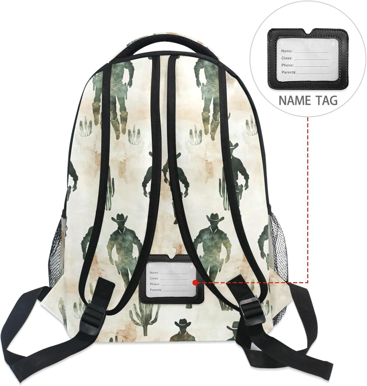 Fun Backpack for Teacher Nurse Fashion College School Computer Bag with Chest Strap Gift Men & Women Western Cowboy Spurs Cactus West Ranch