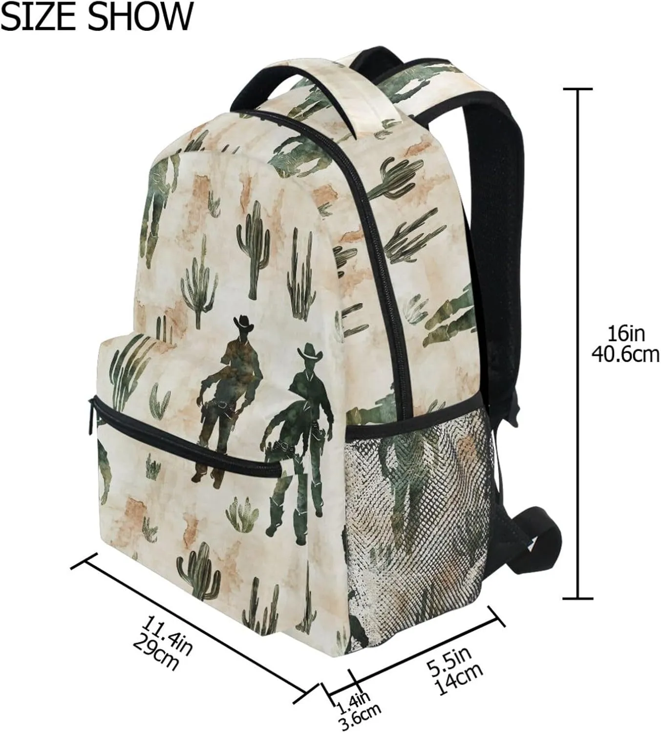 Fun Backpack for Teacher Nurse Fashion College School Computer Bag with Chest Strap Gift Men & Women Western Cowboy Spurs Cactus West Ranch