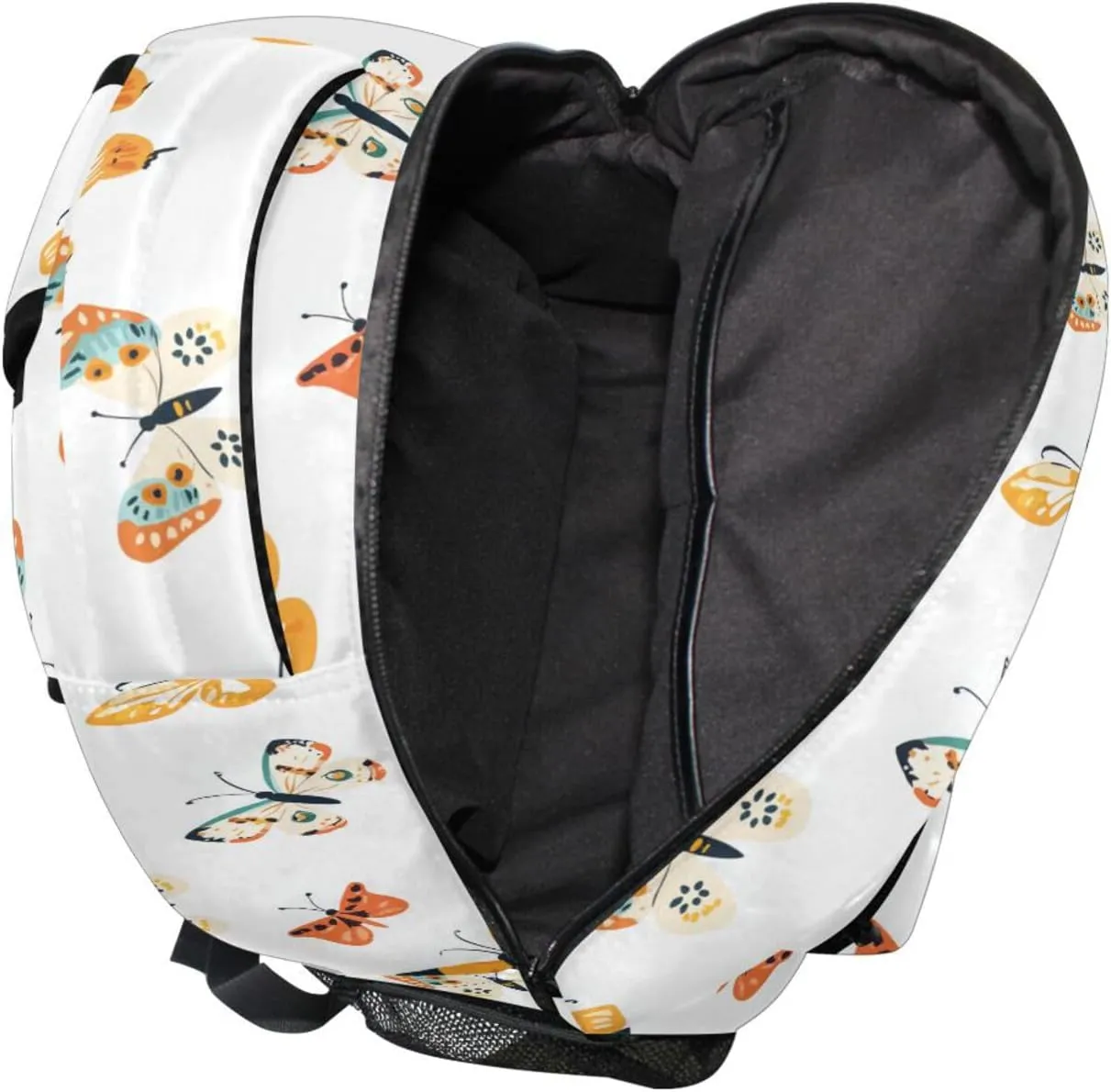 Fun Backpack for Teens Boys Girls Waterproof Outdoor Backpack with Chest Strap Gift Men & Women Cartoon Cute Butterflies White