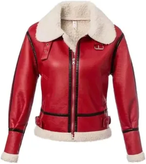 G-1 Force Aviator Flight A-2 Jacket Red Christmas Genuine Bomber Leather Jacket For Women
