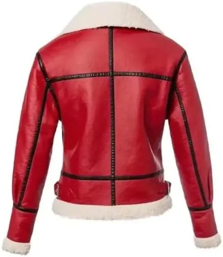G-1 Force Aviator Flight A-2 Jacket Red Christmas Genuine Bomber Leather Jacket For Women