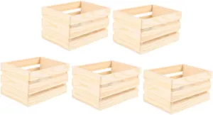 Gadpiparty 5Pcs Miniature Dollhouse Crate Small Pine Wood Storage Boxes for DIY Craft Projects Space Saving Display Baskets for Dollhouse Accessories and Food Storage
