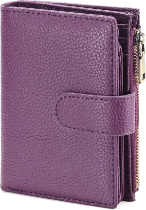 GAEKEAO Small Wallets for Women Leather RFID Blocking Bifold Zipper Pocket Wallet Card Case Purse with ID Window