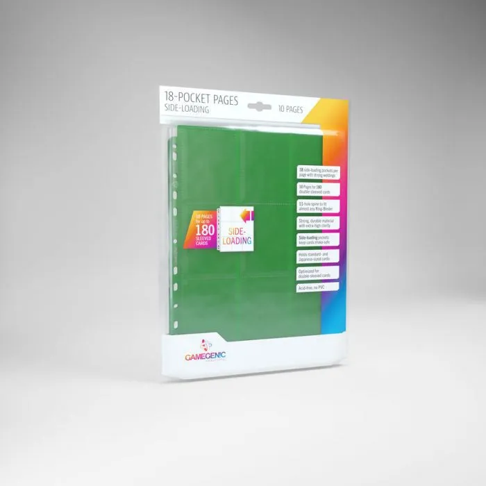Gamegenic Sideloading 18 Pocket Pages 10 Pcs Pack Green